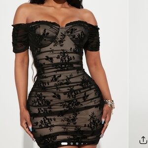 Fashion Nova Elegant Black Off-Shoulder Dress